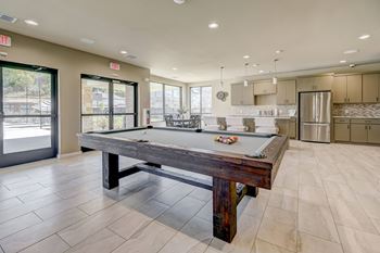 Community lounge with entertainment kitchen